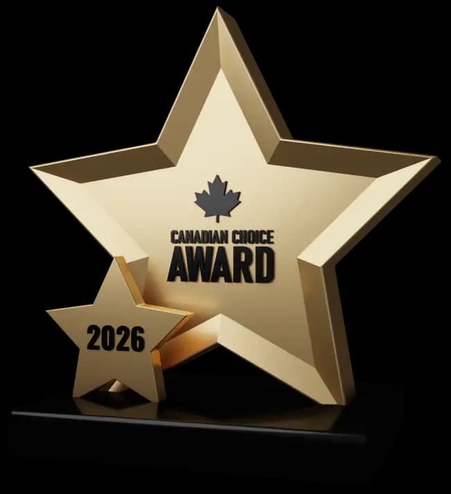 The 2026 Canadian Choice Award trophy — a gold star on a black base.